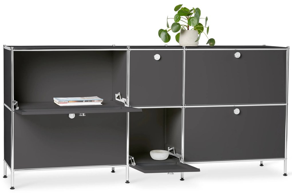 Veľká kovová odkladacia skrinka »CN3« so 6 výklopnými priehradkami, sivá