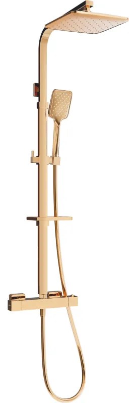 Mexen - CQ62 sprchový set s termostatickou batériou Cube, ružová-zlatá, 772506295-60