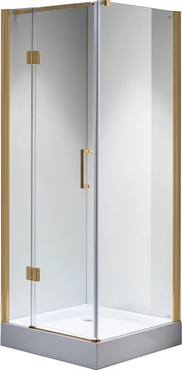 BPS-koupelny Štvorcový sprchový kút KZ1390A GL 80x80 zlatá/transparent - bez vaničky