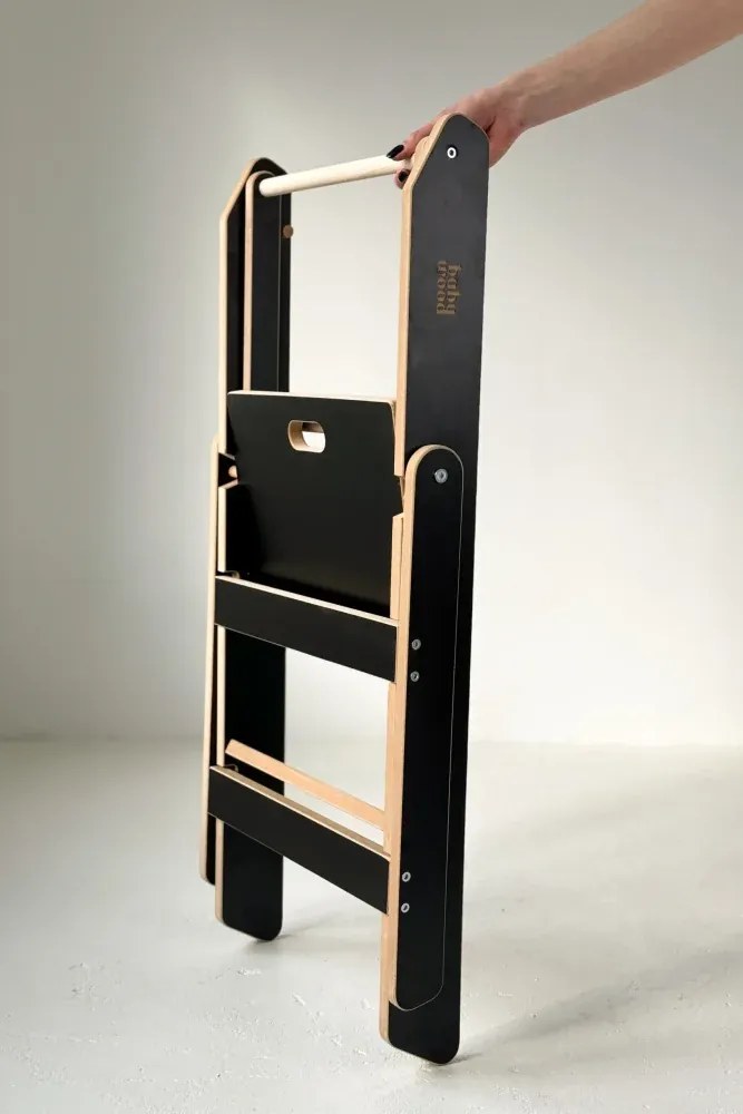 Učiaca montessori detská veža skladacia čierna