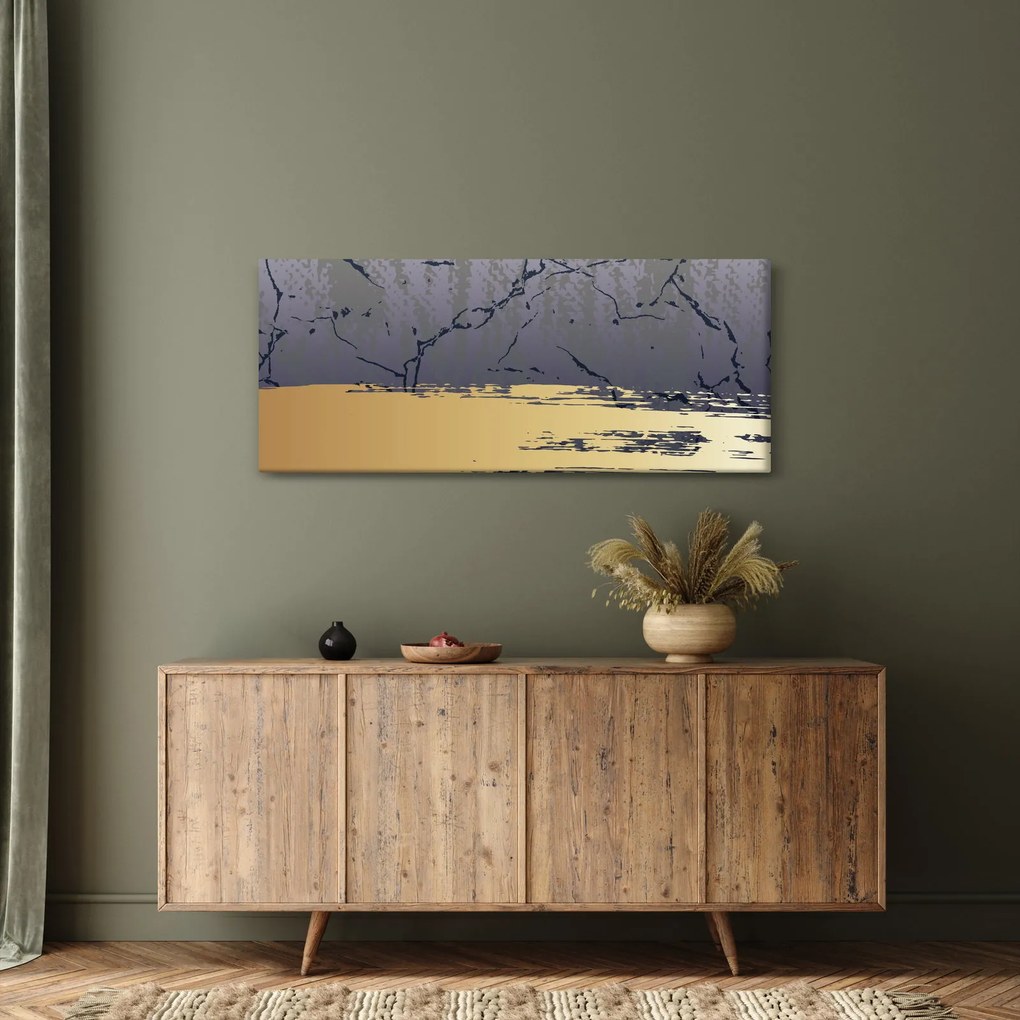 Obraz - Modrá a zlatá abstrakcia N⁰1 (120x50 cm)
