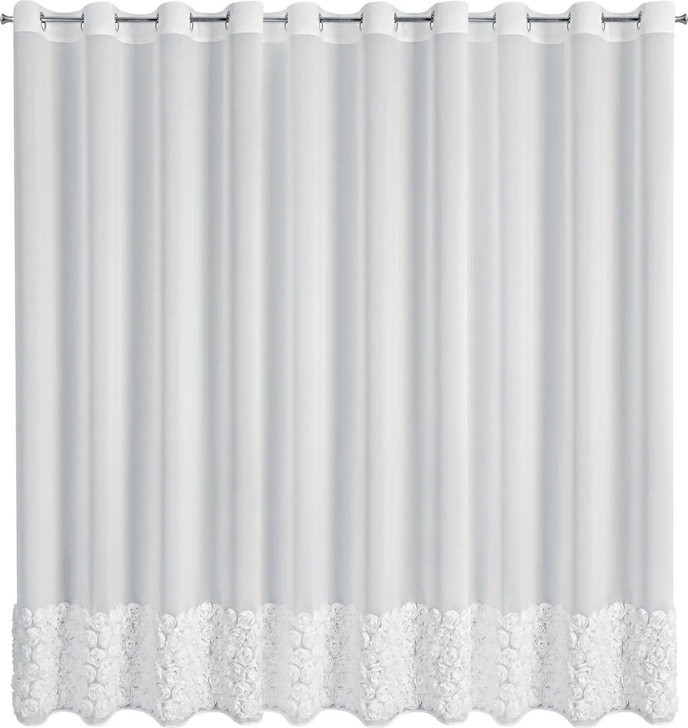 ZÁCLONA NA KRÚŽKOCH EVA MINGE ROSES7 350X250 CM BIELA