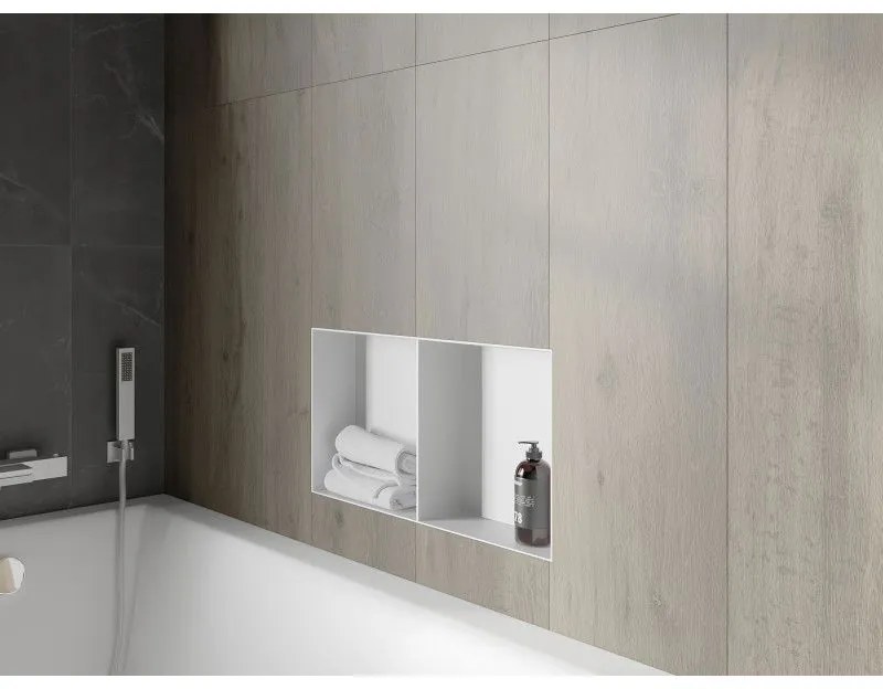 Mexen X-Wall-NR, polička na zapustenie pod obklad bez goliera 60 x 30 cm, biela, 1921603010S