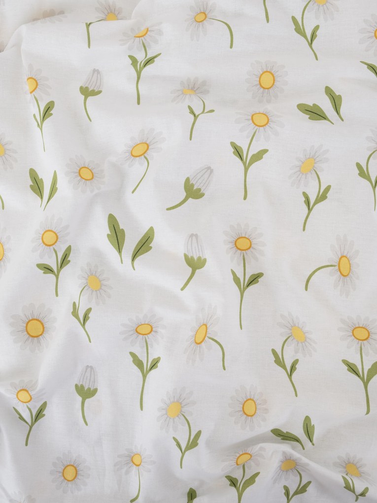 Bavlnená obliečka na vankúš Renforcé 40 × 40 cm - Sedmokrásky sivozelené/biele