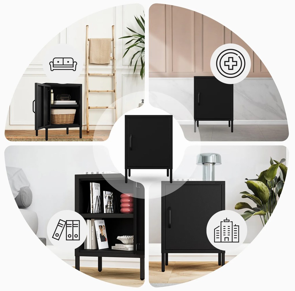 Čierny nočný stolík kovový MIA Modern 424 x 595 x 400 mm