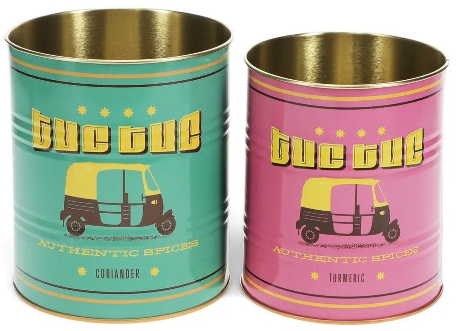 Dekoratívne cínové úložné boxy v súprave 2 ks ø 11x13 cm Tuc-tuc – Rex London