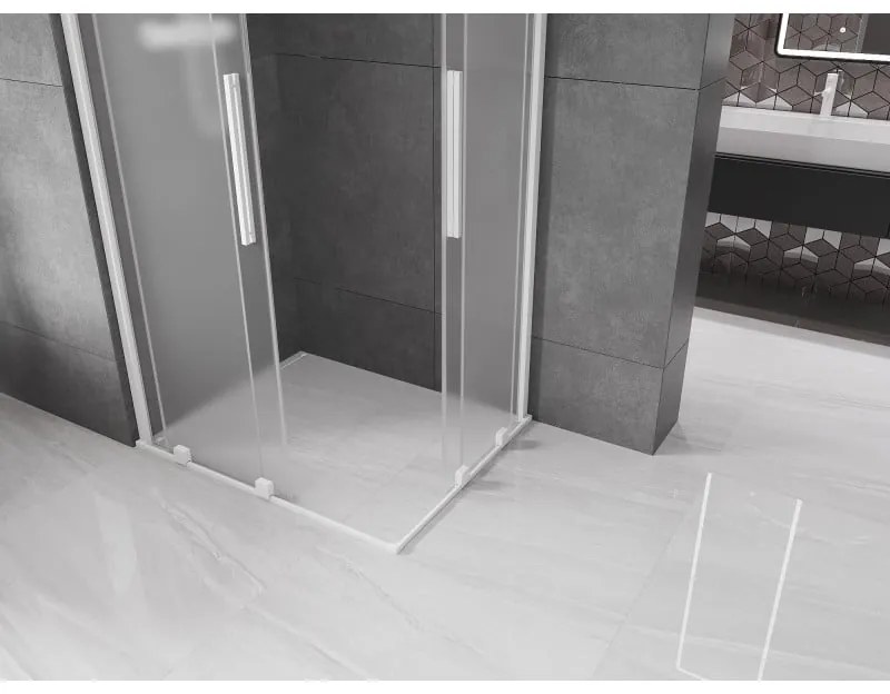 Mexen Velar Duo, sprchový kút s posuvnými dverami 100 x 90 cm, 8mm sklo námraza, biela matná, 871-100-090-32-20