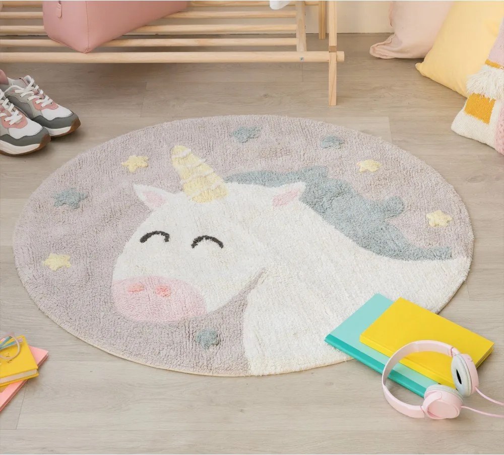 Prateľný ručne tkaný bavlnený detský koberec ø100 cm Believe in Yourself – Lorena Canals