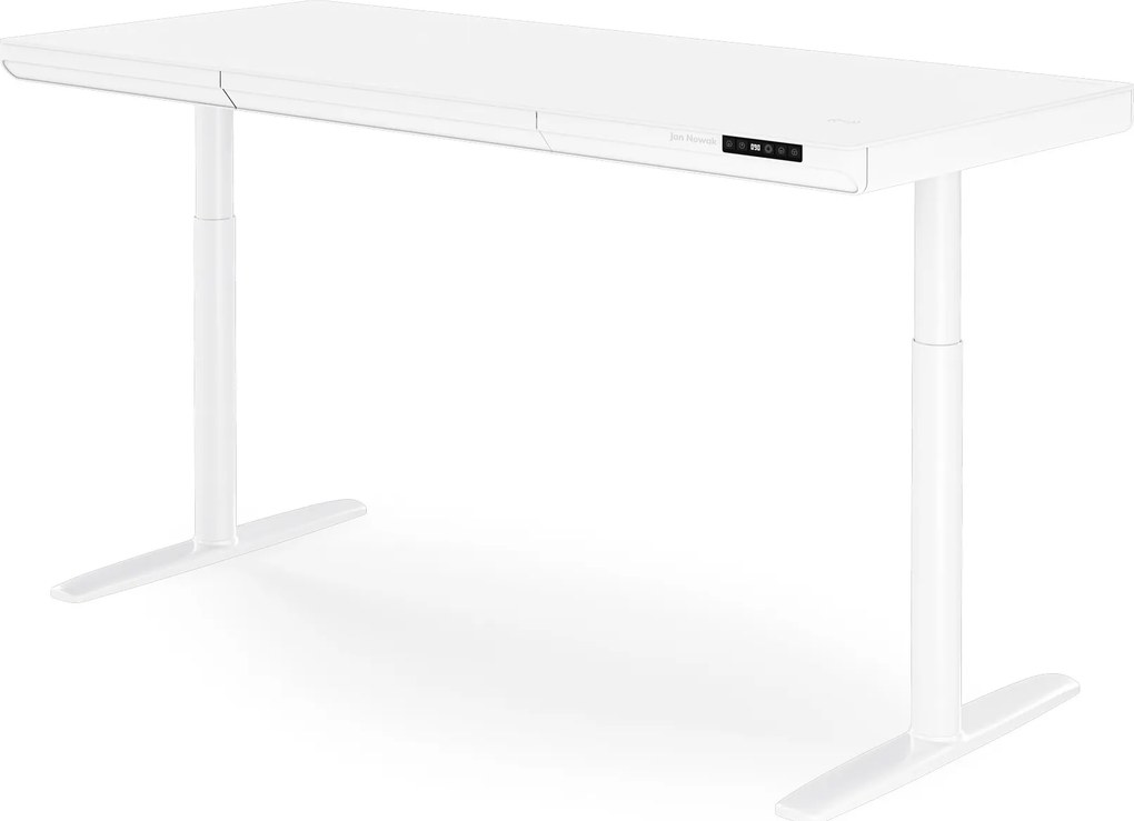Elektrický písací stôl sit-stand so zásuvkou a bezdrôtovou nabíjačkou Qi biely, 1600 mm: ELLIS