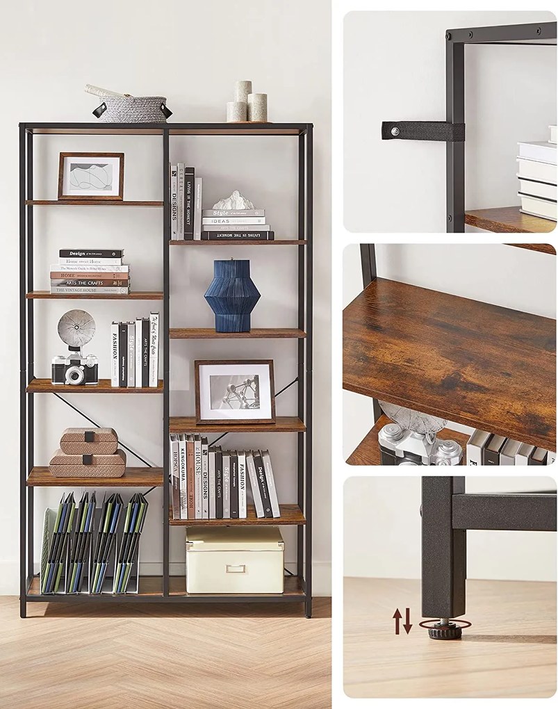 Policový regál Vasagle Fluto hnedá/černá