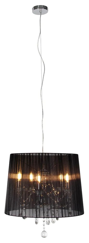 Luster chrómový s čiernym 50 cm 5 svetiel - Ann-Kathrin