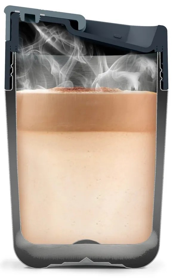 Cestovný hrnček v tmavomodro-lesklo striebornej farbe 450 ml Sipp – Joseph Joseph