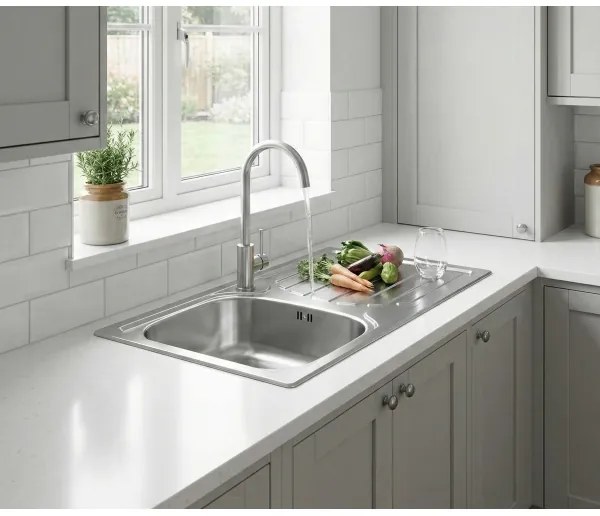 ALVEUS - Kuchynský drez BASIC 78x43,5 cm + drezová batéria VIOLA 36,7 cm nerezová