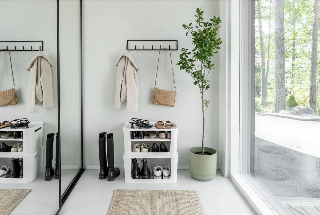 Úložný box s otvorenou prednou hranou, MODULE, s vekom, biely -  59,5 × 39,5 × 30 cm