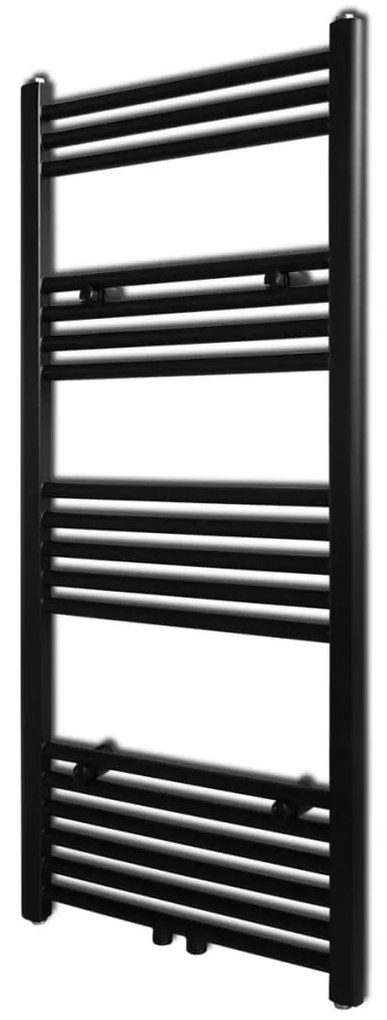 vidaXL Čierny rebríkový radiátor na centrálne vykurovanie, rovný 500 x 1160 mm