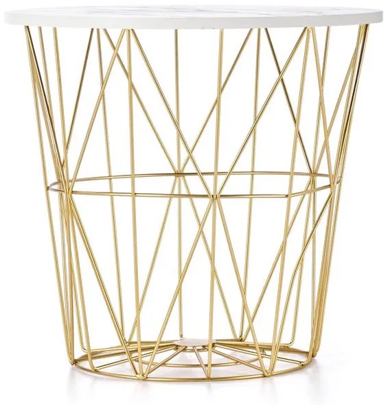 KONFERENČNÝ STOLÍK MANUEL BIELY MRAMOR / ZLATÝ