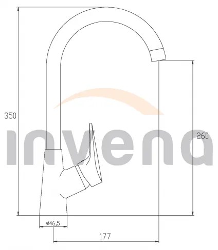Invena Verso, vysoká drezová batéria h-350, chrómová, INV-BZ-82-L01-X