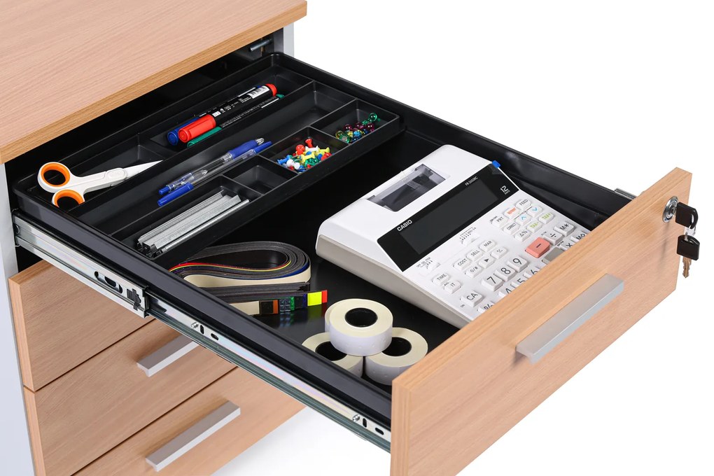 Kancelársky mobilný kontajner PRIMO WOOD, 4 zásuvky, wenge