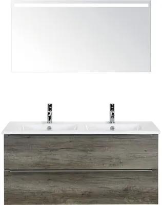 Kúpeľňový nábytkový set Pulse 120 cm s keramickým dvojitým umývadlom dub Nebraska a zrkadlom s LED osvetlením 84725924
