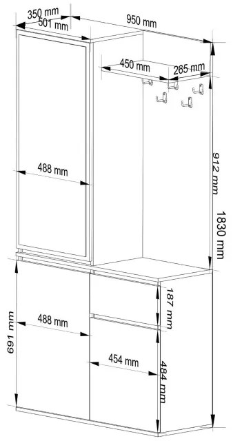 Predsieňová zostava ENTRO grafitová