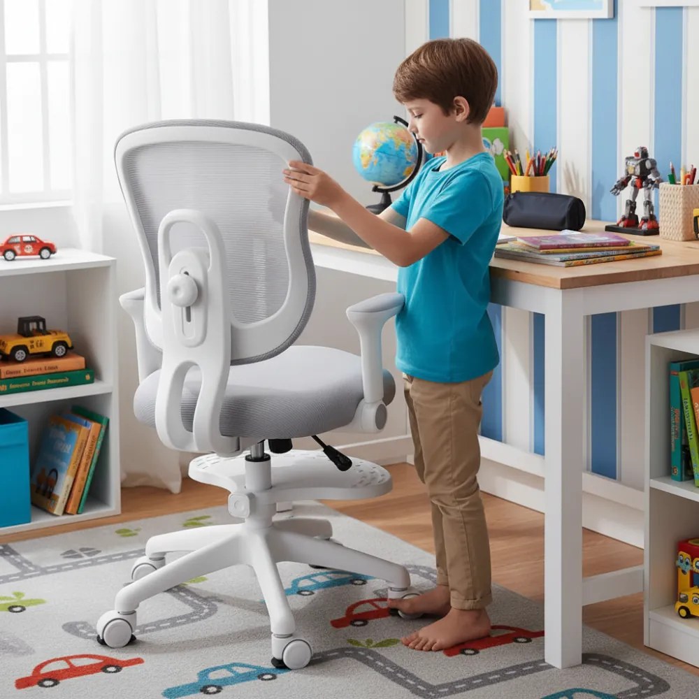 Detská rastúca stolička Neoseat MIKY — látka, sivá