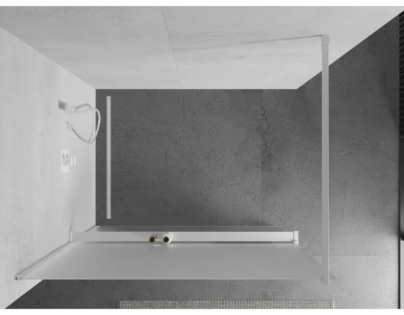 Mexen Kioto+, sprchová zástena Walk-In s poličkou a vešiakom 100 x 200 cm, 8mm sklo námraza, biely profil, 800-100-121-20-30