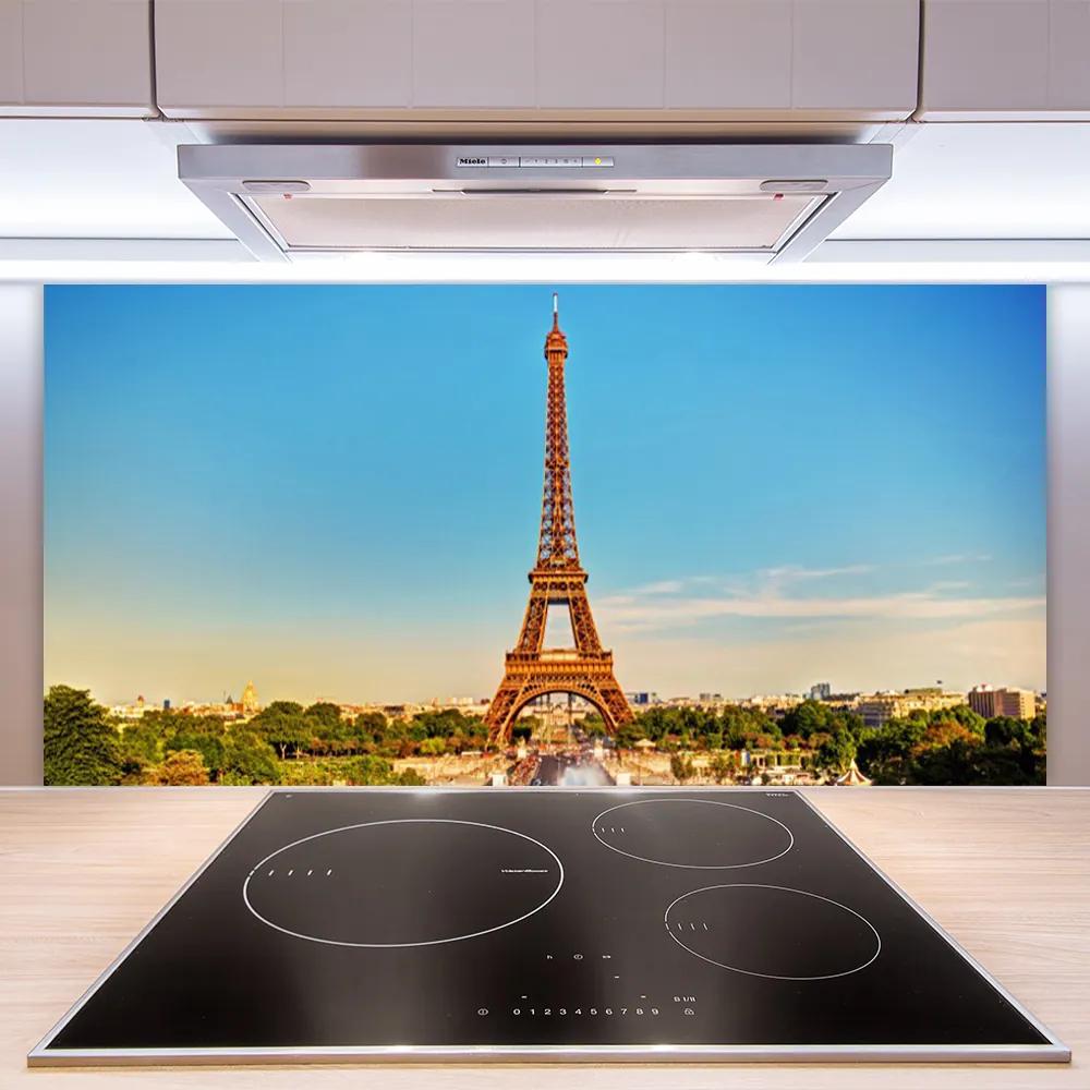 Sklenený obklad Do kuchyne Eiffelová veža paríž 140x70 cm