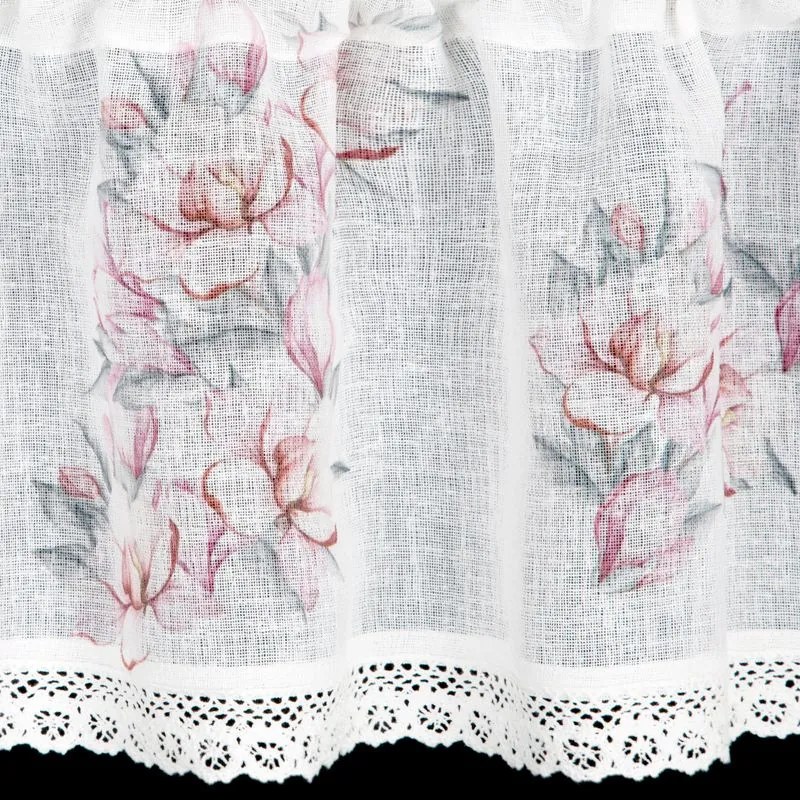 EUROFIRANY Záclona zdobená čipkou 150 cm x 30 cm ružová 100 % polyester