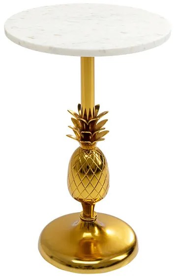 Pineapple príručný stolík mramorový/zlatý