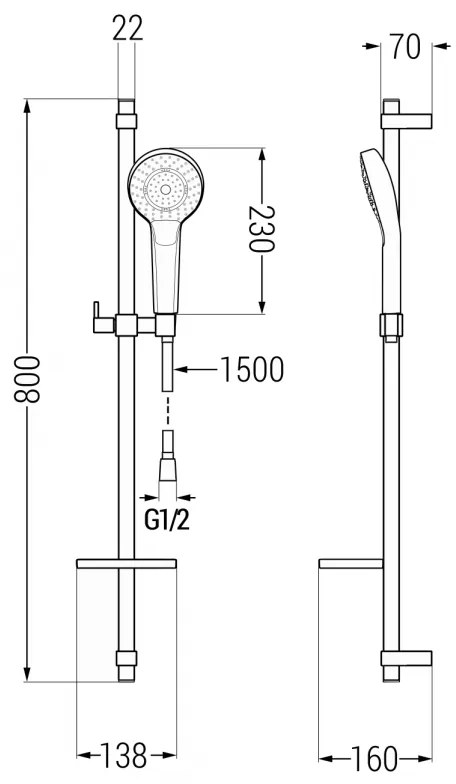 Mexen sprchový set DQ05, čierna, 785054581-70