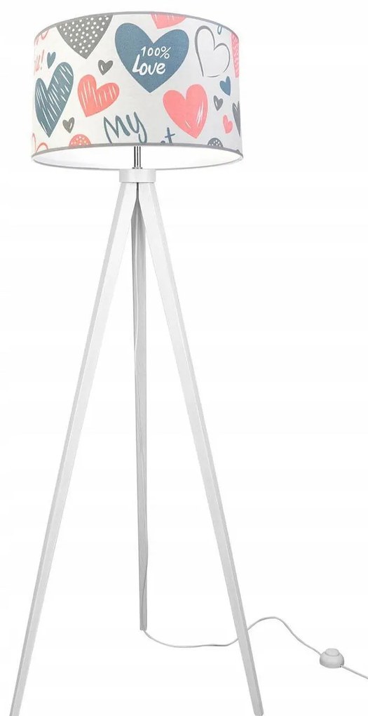 Detská stojacia lampa Heart, 1x biele textilné tienidlo so vzororm, (výber z 2 farieb konštrukcie), p