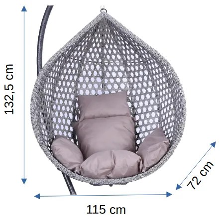 Závěsné houpací křeslo Houseland Imogen šedé XL