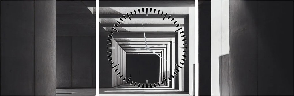 Obraz - Štvorcový tunel (s hodinami) (90x30 cm)
