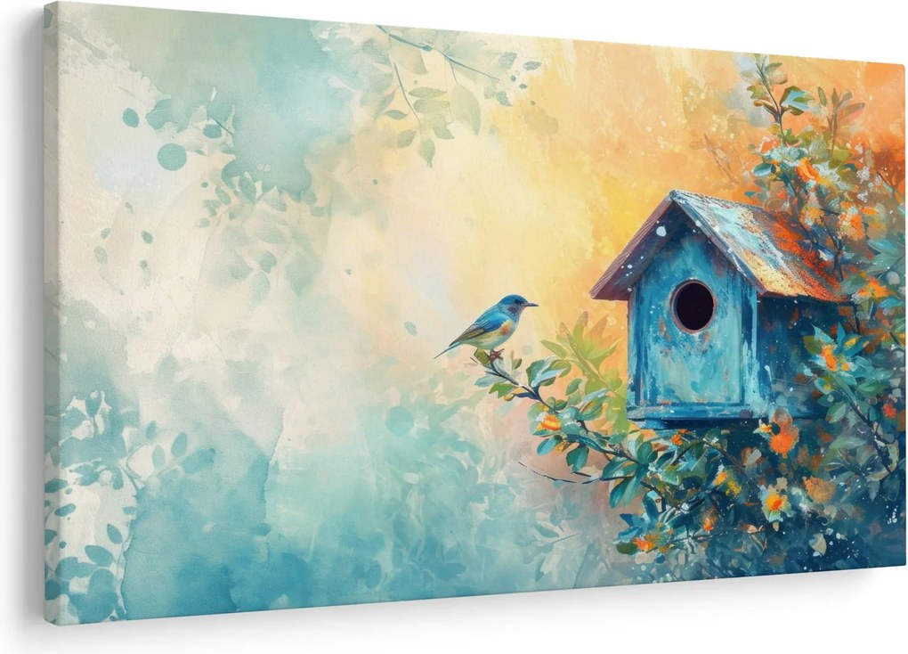 Obraz - Vtáčia búdka, akvarel (90x60 cm)