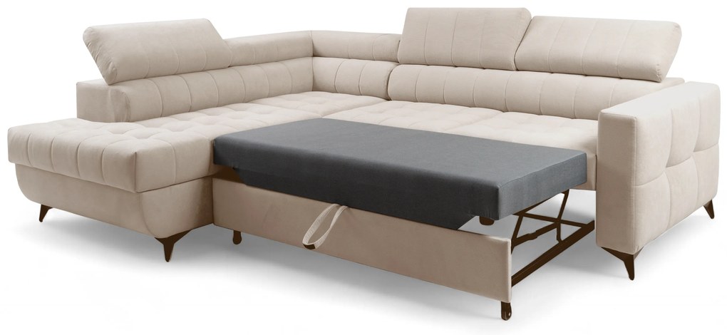 Rohová sedačka Nardo L s rozkladom ľavostranná - béžový plyš Pretty 03