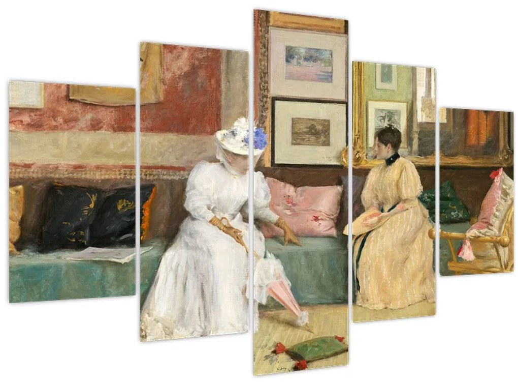 Obraz - William Merritt Chase, A Friendly Call, reprodukcia (150x105 cm)