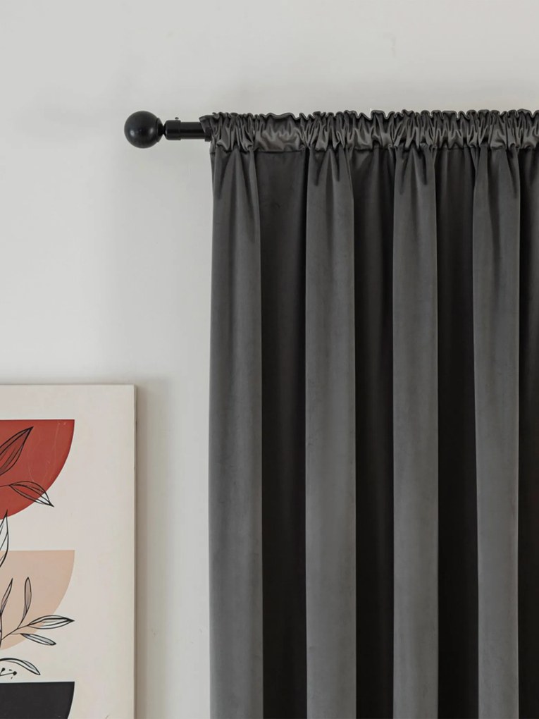 Zamatové zatemňovacie závesy Cesar tmavo sivé - 140 x 250 cm (2ks) - riasiaca stuha