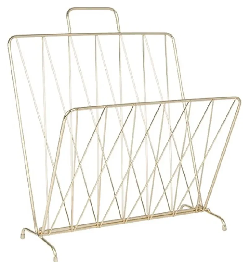 Sada 2 ks − Stojan na noviny Diamond Raster zlatý 40 × 27 × 56 cm
