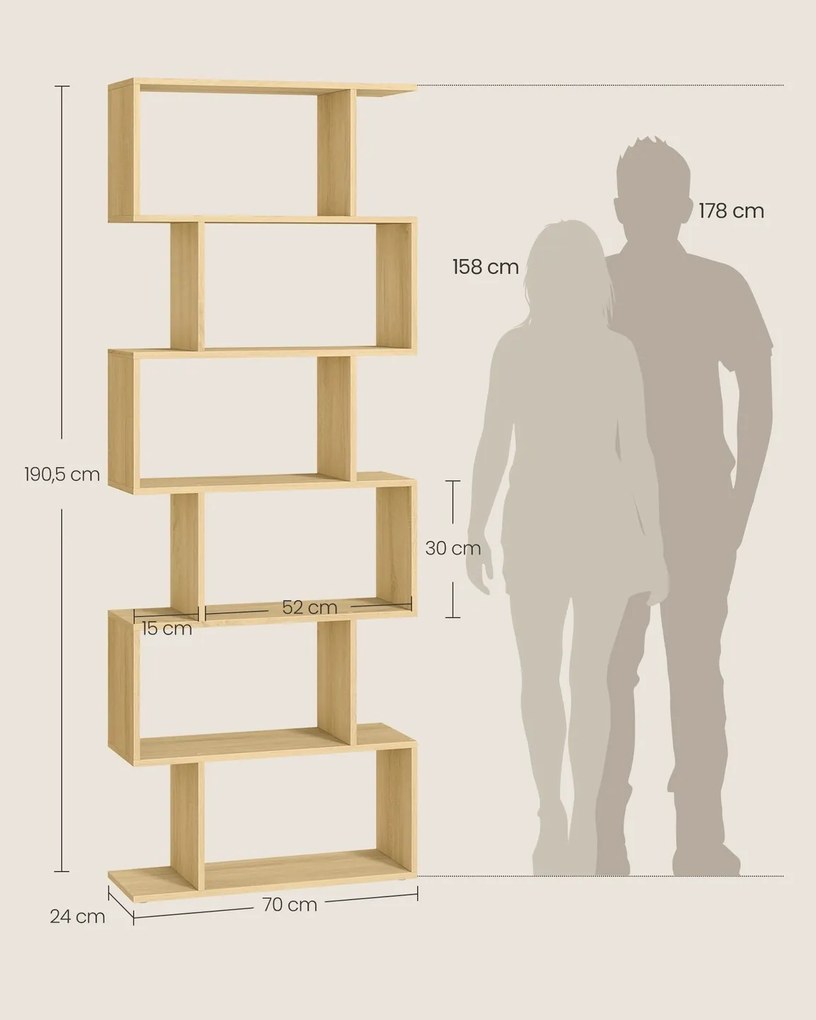 Knižnica Vasagle Medo 70 cm svetlohnedá