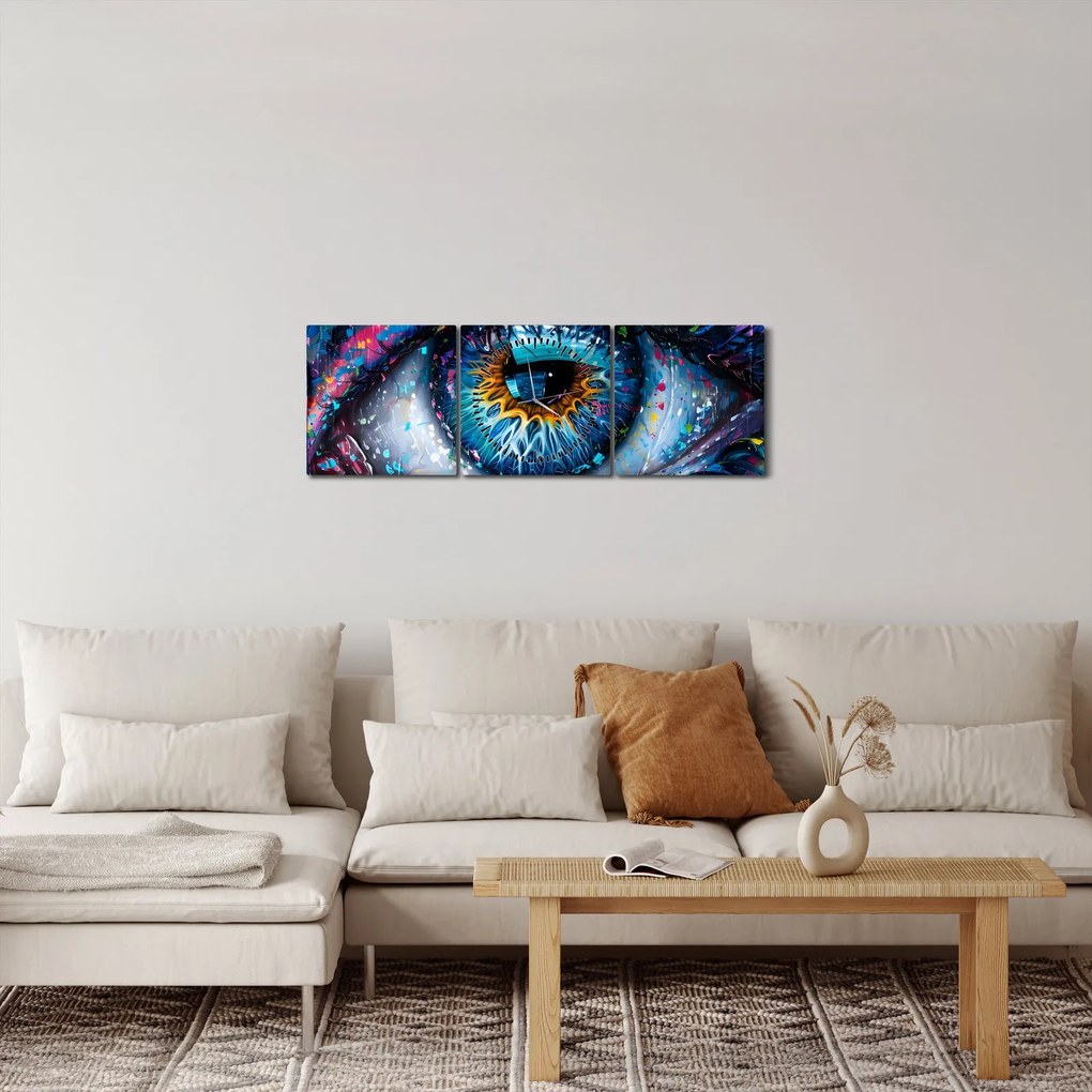 Obraz - Maľba oka (s hodinami) (90x30 cm)