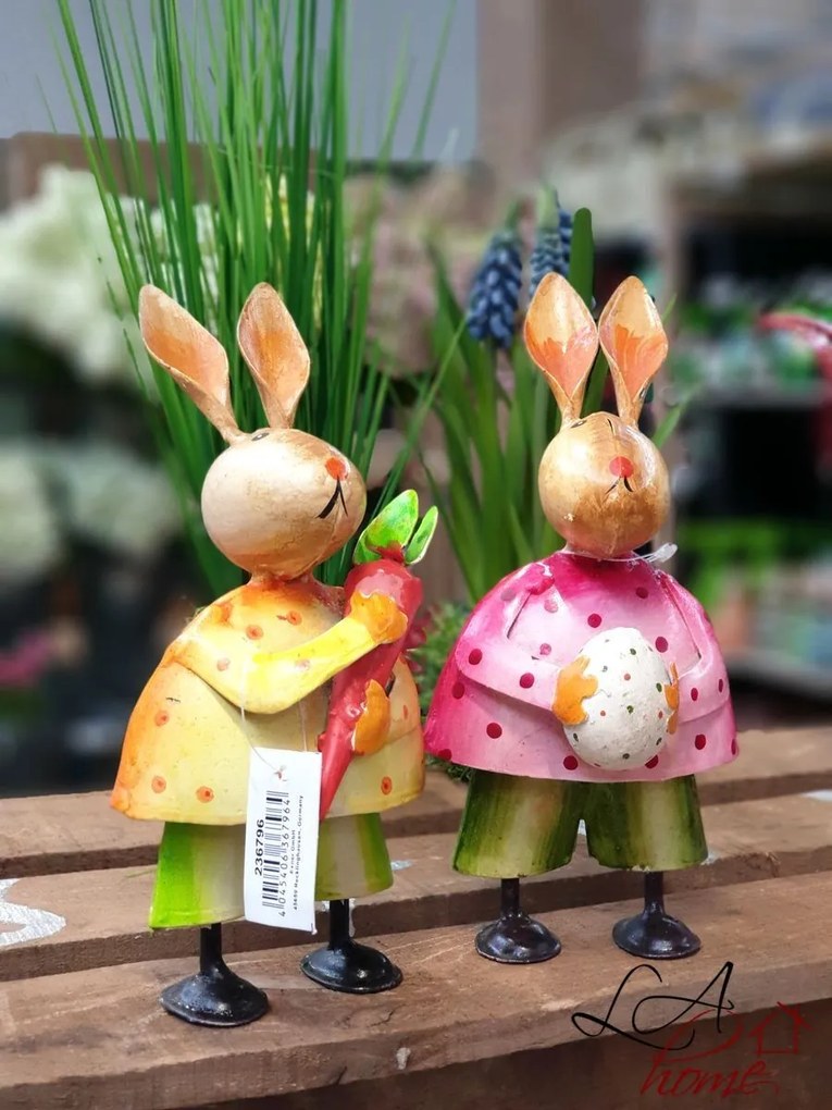 Kovový králik s vajíčkom - 9*8*17 cm