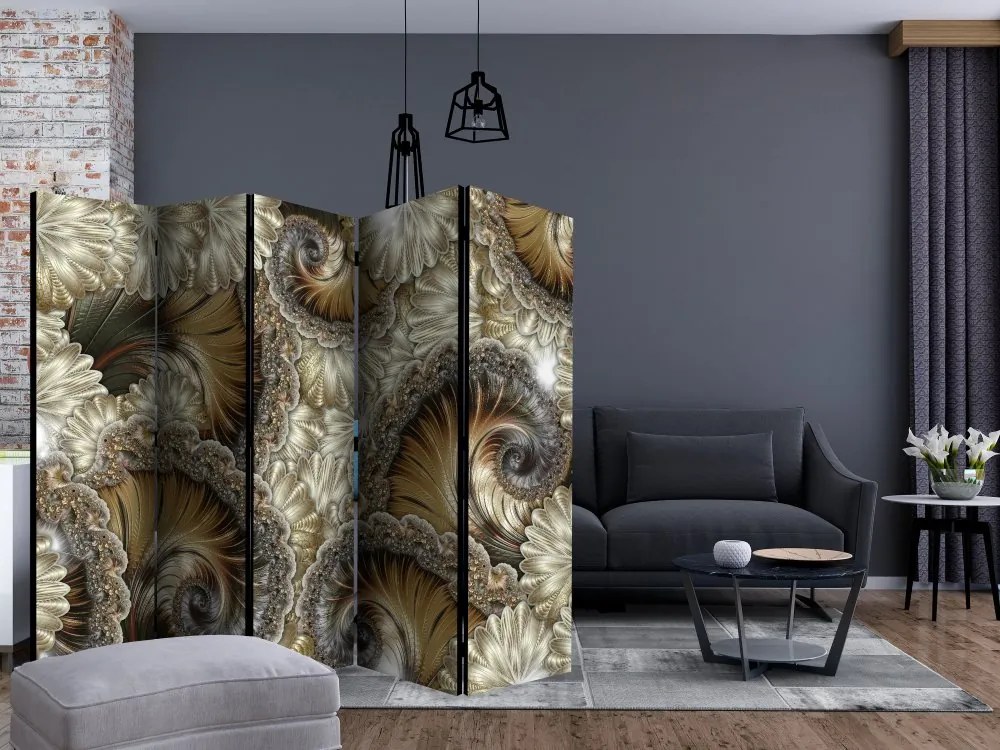 Artgeist Paraván - Golden hand-held fans [Room Dividers]