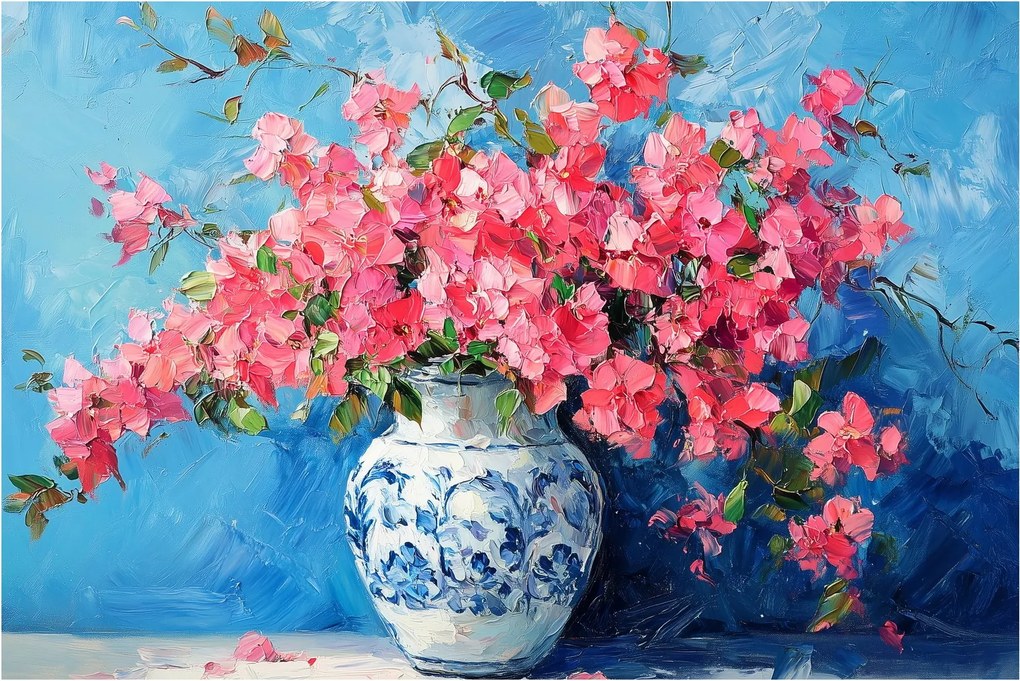 Obraz - Váza ružových kvetov (90x60 cm)