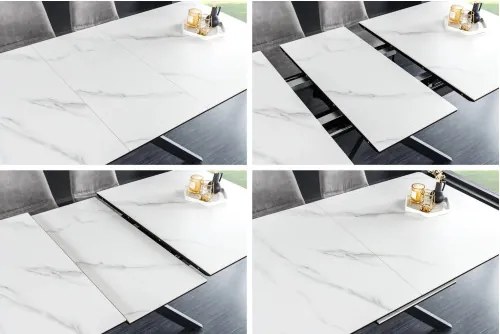 Rozkladací jedálenský stôl Alpine 43844 160/200x90cm Ceramik White marble  - Komfort-nábytok
