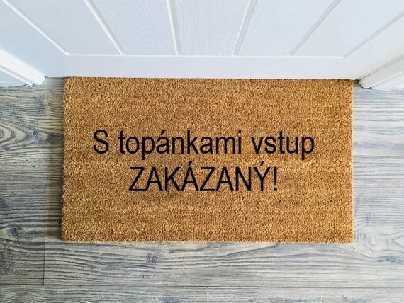 S topánkami vstup ZAKÁZANÝ! - kokosová rohožka s nápisom v niekoľkých veľkostiach (Vyberte veľkosť: 60*40 cm)