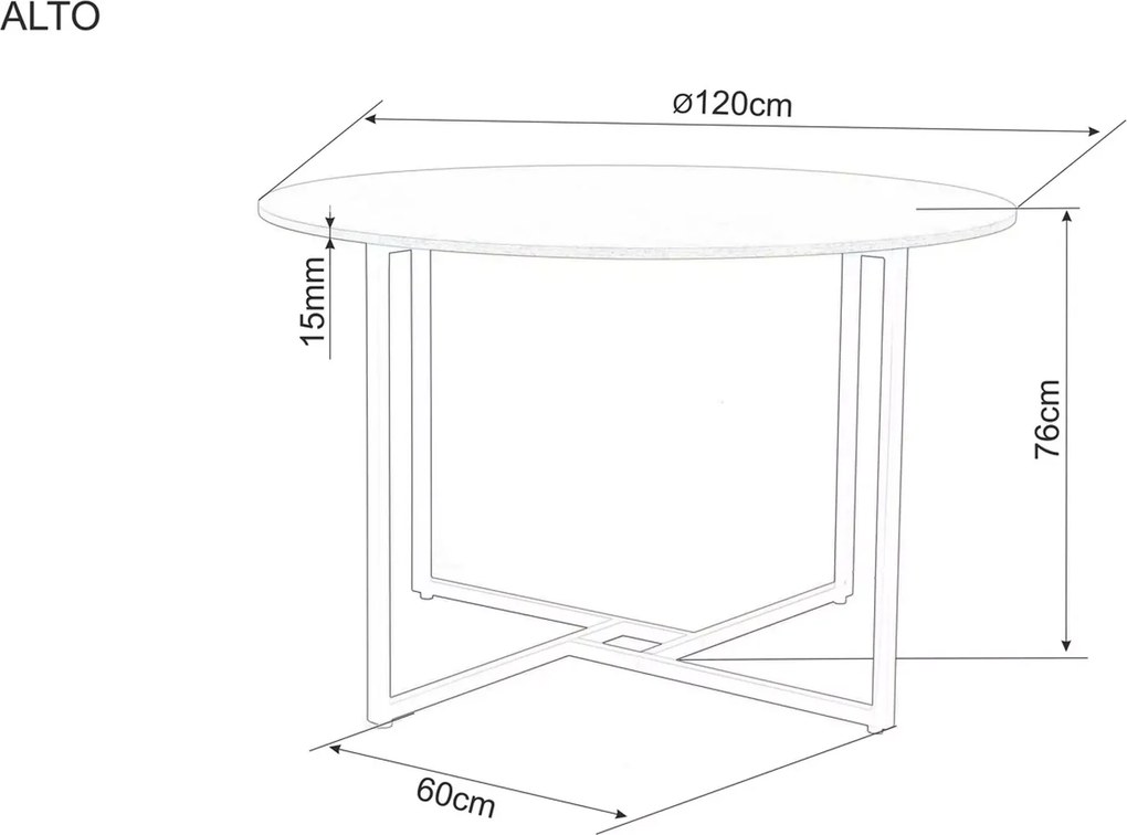 AKCIA Okrúhly jedálenský stôl s doskou v dekore dub ALTO 120x120 II. akosť