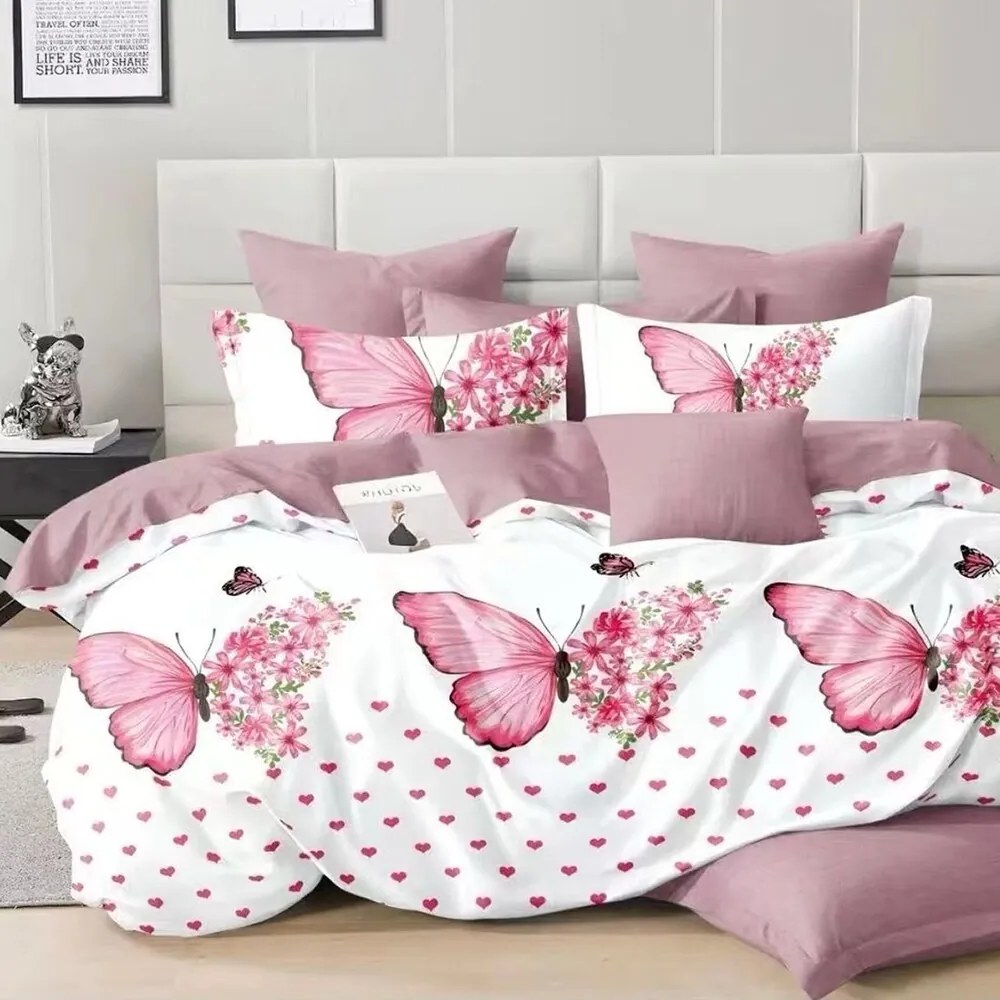 Obliečky GALENA PINK BUTTERFLIES 7-dielna sada 140x200 cm