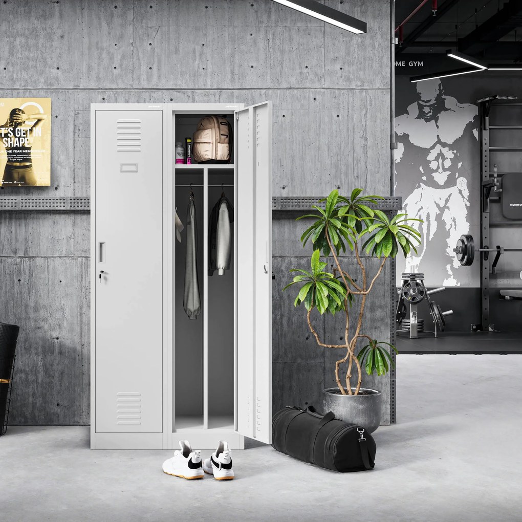 Šatníková skrinka s 2 priehradkami sivá, 400x1800x500 mm: KACPER 1 Plus