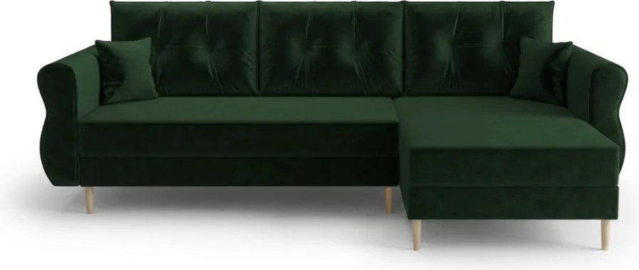 Rozkladacia obojstranná sedacia súprava do L SILVIANO 230x140 cm, tmavozelená