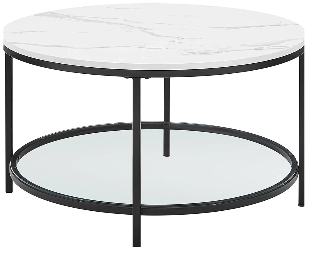 Konferenčný stolík okrúhly s mramorovým efektom, kovový rám